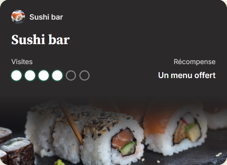Exemple de carte de fidélité pour un bar à sushis